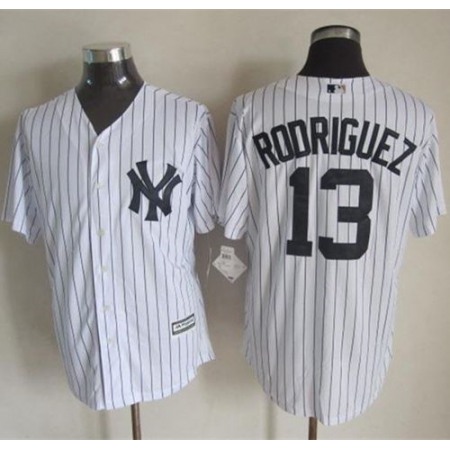 Yankees #13 Alex Rodriguez White Strip New Cool Base Stitched MLB Jersey