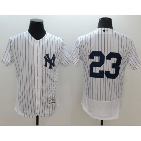 Yankees #23 Don Mattingly White Strip Flexbase Authentic Collection Stitched MLB Jersey