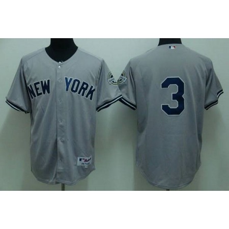 Yankees #3 Babe Ruth Stitched Grey MLB Jersey