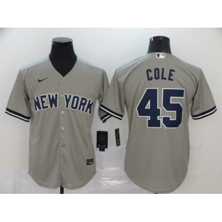 Men's New York Yankees #45 Gerrit Cole 2020 Grey Cool Base Stitched MLB Jersey