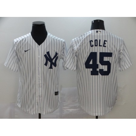 Men's New York Yankees #45 Gerrit Cole 2020 White Cool Base Stitched MLB Jersey