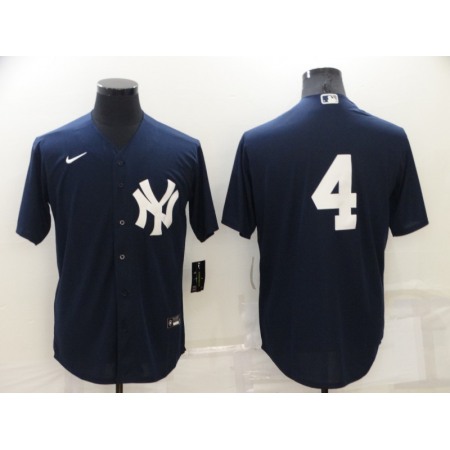 Men's New York Yankees #4 Lou Gehrig Navy Cool Base Stitched Jersey