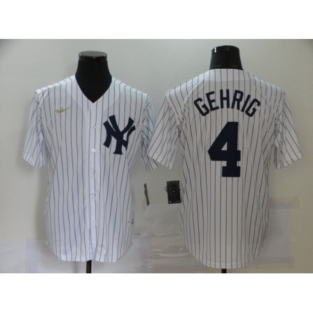 Men's New York Yankees #4 Lou Gehrig New White Throwback Cool Base Stitched Jersey