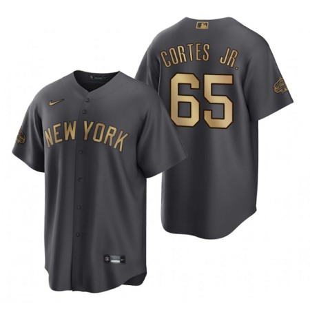 Men's New York Yankees #65 Nestor Cortes Jr. 2022 All-Star Charcoal Cool Base Stitched Baseball Jersey