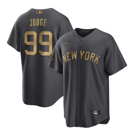Men's New York Yankees #99 Aaron Judge 2022 All-Star Charcoal Cool Base Stitched Baseball Jersey