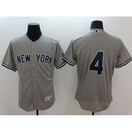 Yankees #4 Lou Gehrig Grey Flexbase Authentic Collection Stitched MLB Jersey