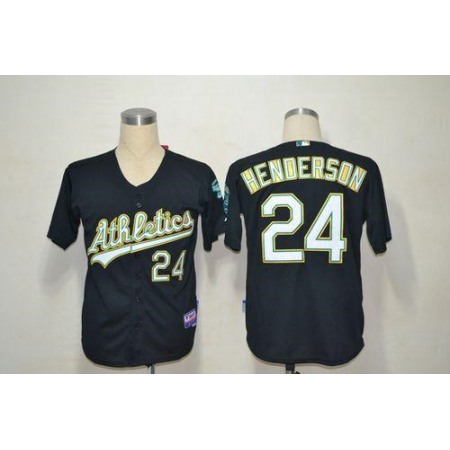 Athletics #24 Rickey Henderson Black Cool Base Stitched MLB Jersey
