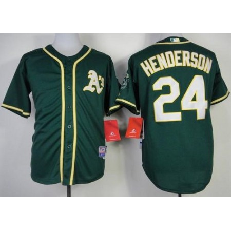Athletics #24 Rickey Henderson Green Cool Base Stitched MLB Jersey