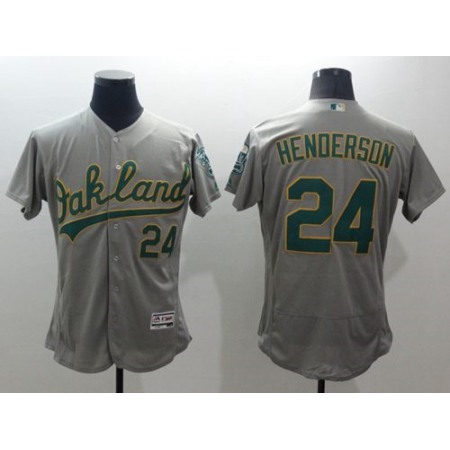 Athletics #24 Rickey Henderson Grey Flexbase Authentic Collection Stitched MLB Jersey