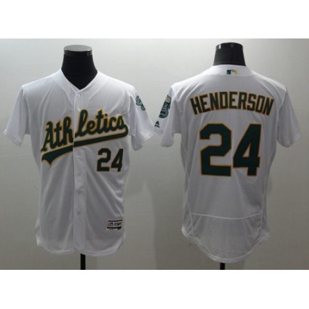 Athletics #24 Rickey Henderson White Flexbase Authentic Collection Stitched MLB Jersey