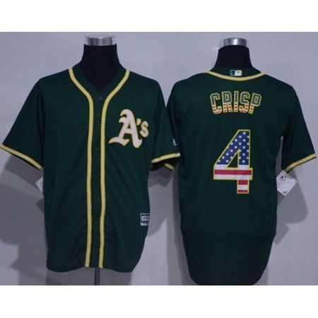 Athletics #4 Coco Crisp Green USA Flag Fashion Stitched MLB Jersey