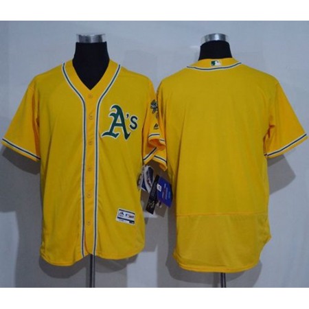 Athletics Blank Gold Flexbase Authentic Collection Stitched MLB Jersey