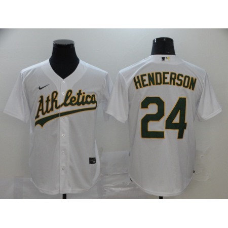 Men's Oakland Athletics #24 Rickey Henderson White Cool Base Stitched MLB Jersey