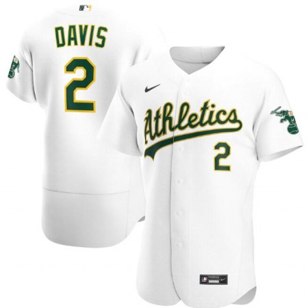 Men's Oakland Athletics #2 Khris Davis White Flex Base MLB Stitched Jersey
