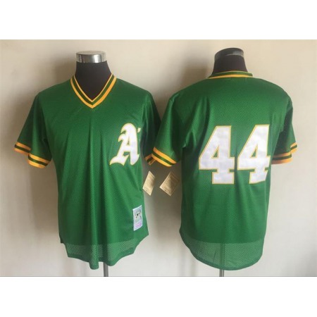 Men's Oakland Athletics #44 Reggie Jackson Mitchell & Ness Green 1987 Throwback Stitched MLB Jersey