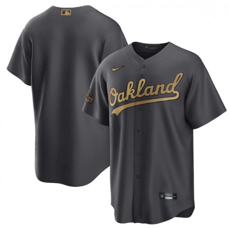 Men's Oakland Athletics Blank 2022 All-Star Charcoal Cool Base Stitched Baseball Jersey