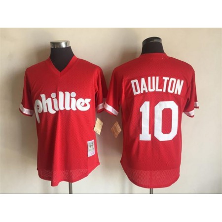 Men's Philadelphia Phillies #10 Darren Daulton Mitchell and Ness Red 1991 Throwback Stitched MLB Jersey