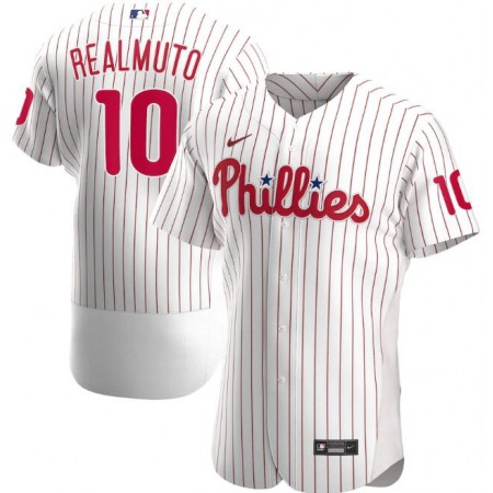 Men's Philadelphia Phillies #10 J.T. Realmuto White Flex Base Stitched Jersey