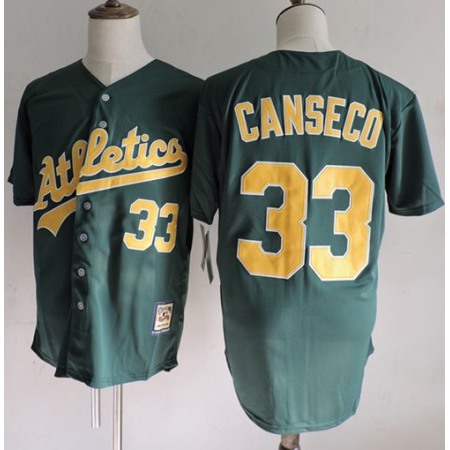 Mitchell And Ness Athletics #33 Jose Canseco Green(Gold No.) Throwback Stitched MLB Jersey