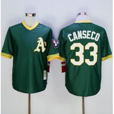 Mitchell And Ness Athletics #33 Jose Canseco Green Throwback Stitched MLB Jersey