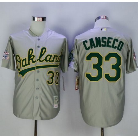 Mitchell And Ness Athletics #33 Jose Canseco Grey Throwback Stitched MLB Jersey
