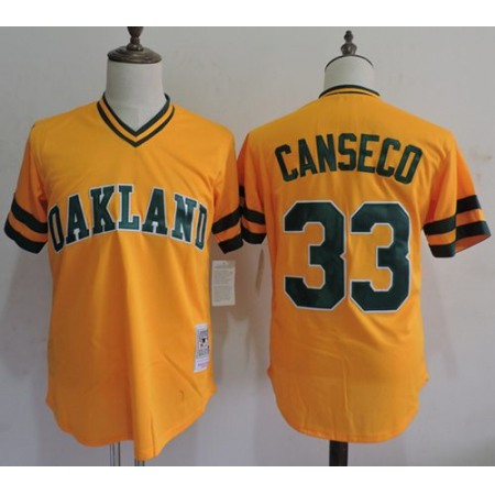 Mitchell And Ness Athletics #33 Jose Canseco Yellow Throwback Stitched MLB Jersey