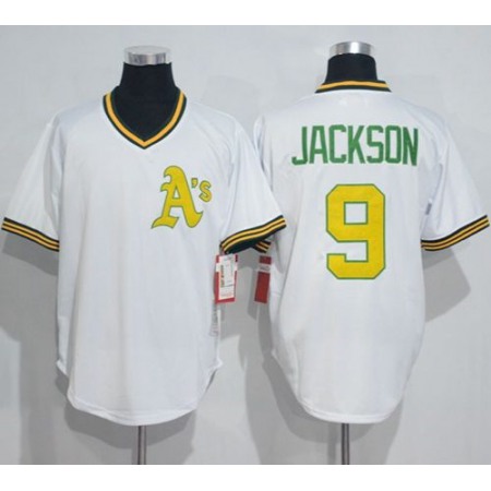 Mitchell And Ness Athletics #9 Reggie Jackson White Throwback Stitched MLB Jersey