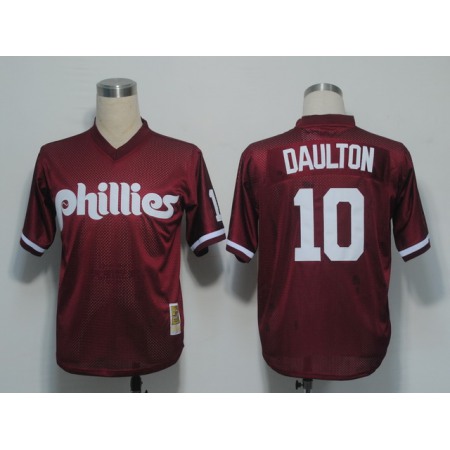 Mitchell and Ness 1991 Phillies #10 Darren Daulton Red Stitched MLB Jersey