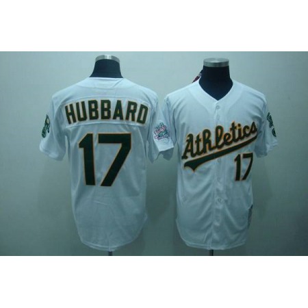 Mitchell and Ness Athletics #17 Gelenn Hubbard Stitched White Throwback MLB Jersey