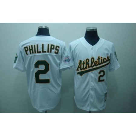 Mitchell and Ness Athletics #2 Tony Phillips Stitched White Throwback MLB Jersey