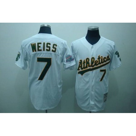 Mitchell and Ness Athletics #7 Walt Weiss Stitched White Throwback MLB Jersey