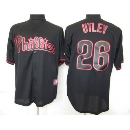 Phillies #26 Chase Utley Black Fashion Stitched MLB Jersey