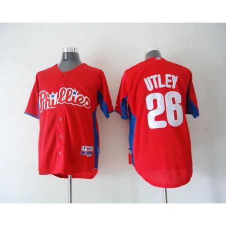 Phillies #26 Chase Utley Red 2011 Cool Base BP Stitched MLB Jersey