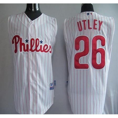 Phillies #26 Chase Utley White(Red Strip) Vest Style Stitched MLB Jersey