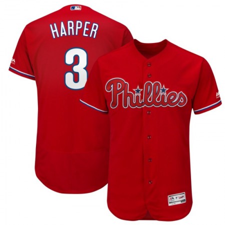 Men's Philadelphia Phillies #3 Bryce Harper Majestic Red Flex Base Stitched MLB Jersey