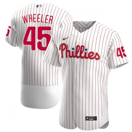 Men's Philadelphia Phillies #45 Zack Wheeler White Flex Base Stitched Jersey