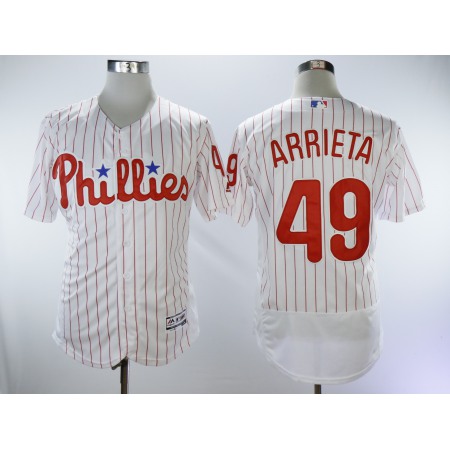 Men's Philadelphia Phillies #49 Jake Arrieta White Flexbase Stitched MLB Jersey