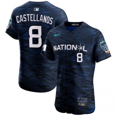Men's Philadelphia Phillies #8 Nick Castellanos Royal 2023 All-star Flex Base Stitched Baseball Jersey