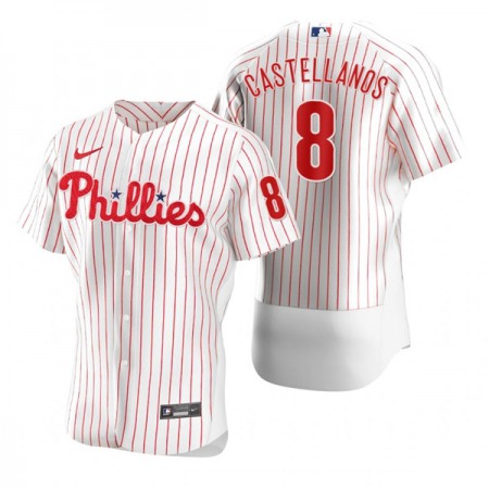 Men's Philadelphia Phillies #8 Nick Castellanos White Flex Base Stitched Baseball Jersey