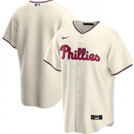 Men's Philadelphia Phillies Blank Cream Cool Base Stitched Jersey