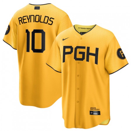 Men's Pittsburgh Pirates #10 Bryan Reynolds Gold 2023 City Connect Stitched Jersey