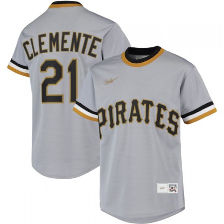 Men's Pittsburgh Pirates #21 Roberto Clemente Grey Stitched Jersey