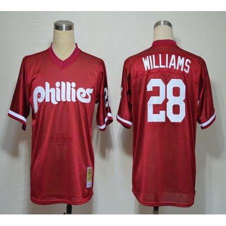 Mitchell And Ness 1991 Phillies #28 Mitch Williams Red Stitched MLB Jersey