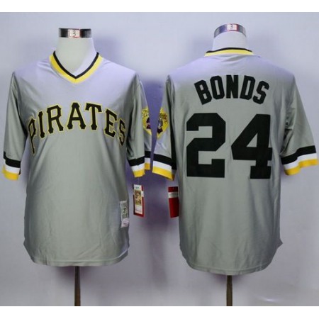Mitchell And Ness Pirates #24 Barry Bonds Grey Throwback Stitched MLB Jersey