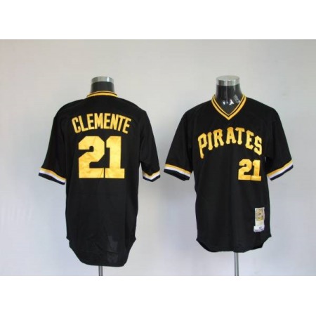 Mitchell and Ness Pirates #21 Roberto Clemente Stitched Black Throwback MLB Jersey