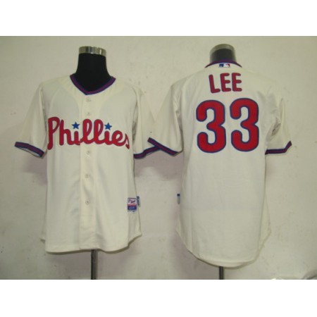 Phillies #33 Cliff Lee Cream Stitched MLB Jersey