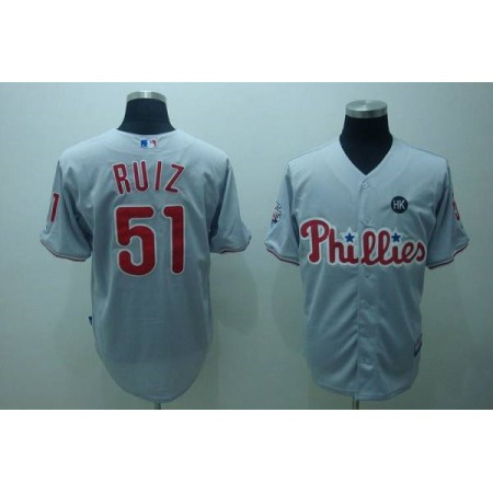 Phillies #51 Carlos Ruiz Stitched Grey MLB Jersey