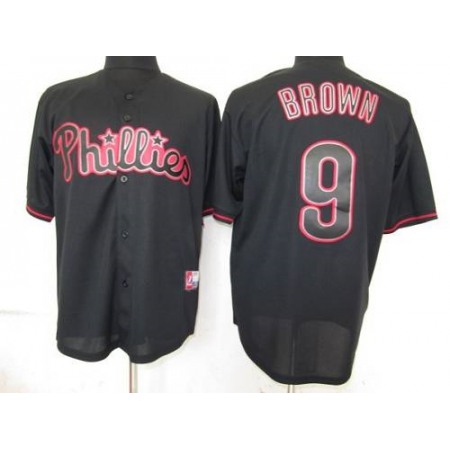 Phillies #9 Domoic Brown Black Fashion Stitched MLB Jersey