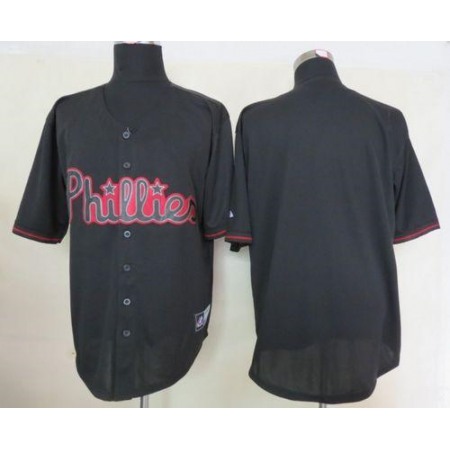 Phillies Blank Black Fashion Stitched MLB Jersey