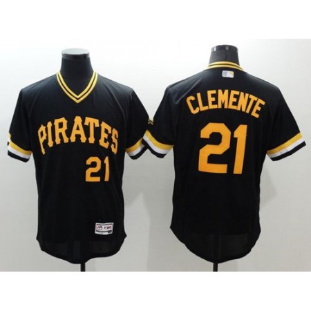 Pirates #21 Roberto Clemente Black Flexbase Authentic Collection Cooperstown Stitched MLB Jersey